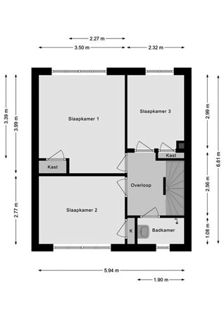 Floorplan - Brabantstraat 51, 5346 PA Oss